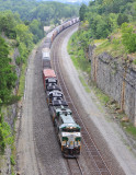 With plenty of power, a short NS 197 is having little trouble on the hill as the train climbs out of the Cumberland River valley