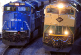 Reading 1067 leads 55A by Conrail 8098 (DPU on 792) at Antioch