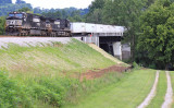 Northbound 264 crosses Pittman Creek, with the new span for #2 track visible on the right 