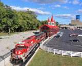 The Corman dinner train sits at the new Station in Lexington, ready to head West to Versailles 