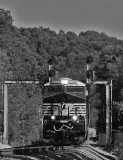 Northbound 57X comes down off the mountain with a empty grain train, seen here at Southfork 