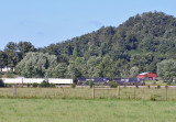 Northbound Triple Crown 264 rolls up the valley at Moreland with Jenkins Knob in the background 