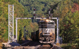 The fall colors are just begining to show as Northbound 168 comes under the signals at Southfork