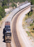 NS 912, a Southbound empty rail train, climbs away from Tateville after a quick crew change. 