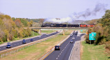 765 crosses Interstate 65 as the train enters East yard at Lafayette Indiana 