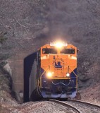 CNJ 1071 leads a 69V empty rock train at Ridgecrest, North Carolina