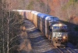 Northbound 29W comes down the hill at Parkers Lake shortly after sunrise