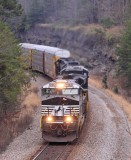 NS 275 comes through the cut at Parkers Lake with almost 12,000 feet of loaded autoracks headed South 