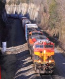 A KCS Southern Belle leads NS 123 through the cut at Kings Mountain