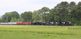 Northbound 957 ferry move with 630 in tow at Evensville, TN 