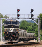 Southbound grain train 40D under the searchlights at Palm