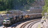 NS 57A eases down the #2 yard track at Burnsde, KY passing through the Antioch cut