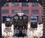 NS 2381, a former Southern MP15 is framed by the turntable at the Juniata shop 