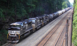 A Eastbound manifest comes by the slide fence at Cassandra 