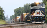 Wabash 1070 leads train 124 as they slog up Norwood hill in a light rain