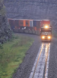 Southbound 223 climbs Kings Mountain in a steady Summer rain 