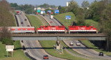 The RJC Derby train crosses Interstate 64 at Duckers, KY 