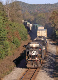 A standard cab SD70 leads train 229 at Cardif, TN just South of Emory Gap  