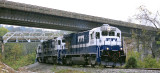Passing under the old and new bridges at Meyers