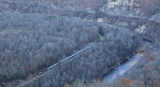 Shortly after crossing the bridge at Poole Point, the Santa Train follows the Russell Fork through the Breaks Interstate Park 