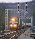 224 gets back on the move at Geneva after a 4 train meet 