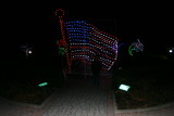 The flag light display in front of the 911 Memorial