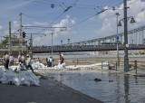 Sandbagging the railroad tracks