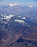 Crossing the Andes Mountains, almost arriving in Santiago. 
