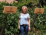 At Miguel Torres vineyard: Françoise is taking a hard decision on wine. 