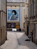Angers; downtown; the woman in the picture is .... Jeanne Moreau!