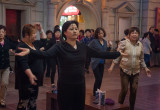 Evening tai chi performance on Nanjing Road