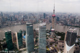 Pudong skyline, with the Bund visible beyond the river
