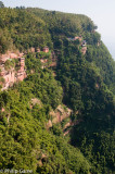 Sandstone cliffs flank a deep gorge