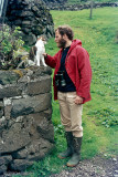 My friend Hein with local cat - Mijn vriend Hein met lokale kat