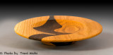 Oak Platter with Black Walnut inlay in the shape of a woman sitting.