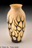Northern Saskatchewan Birch, turned as a thin walled vase and decorated with pyrography.