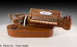A 16th. Century, Baroni Hurdy Gurdy with cover open.
