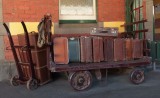 Vintage luggage as props, Korumburra station