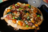 Roasted Butternut Squash, Caramelized Onions and Bacon Pizza