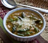 Roasted Asparagus and White Bean Soup with Parmesan