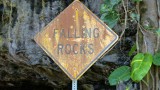 Falling Rocks Sign at Tunnels Beach
