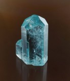 Beryl var aquamarine. 20 mm choice terminated crystal with smaller crystal in parallel growth. Kaduna State, Nigeria.