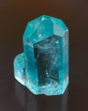 Beryl var aquamarine. 20 mm choice terminated crystal with smaller crystal in parallel growth. Kaduna State, Nigeria.