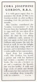 Cora Gordon obituary in THE STUDIO September 1950