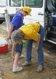 TREATING A BEE STING  -  AN OLD NORTH CAROLINA HOME/FOLK REMEDY WAS USED, A BIT OF TOBACCO JUICE ON THE AREA!