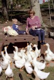 1983 - Ginny and the boys feeding the ducks