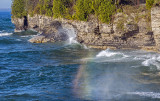 Surf rainbow, Cave Point State Park, Door County, WI
