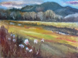 ( Huile sur toile, 12 x 16 )
Peinte tard à l'automne 2013 dans les Laurentides alors que les gris dominent généralement le paysage. Par contraste, les dorés apparaissent plus vibrants.