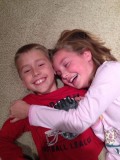 photo op for christmas pictures- cute but blurry and es face is red