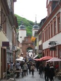 Heidelberg. Steingasse with the Old Bridge in the Background